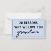 おばあちゃんが好きな理由（かわいい） ノートカード (正面)