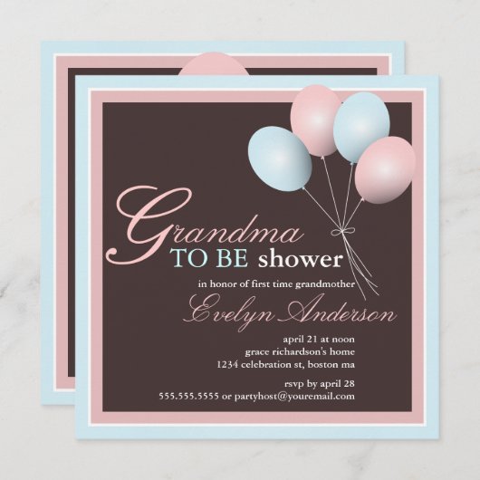 おばあちゃんが孫の赤ちゃんシャワーを始める 招待状 (正面/裏面)