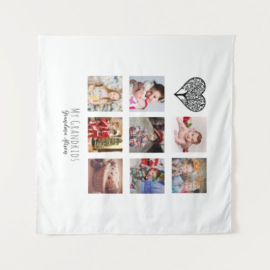 おばあちゃんが家族の木の写真が大好き タペストリー (正面(横))