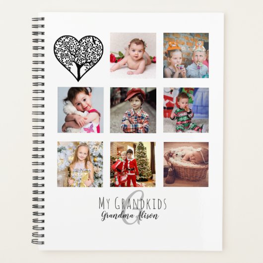 おばあちゃんが家族の木の写真コラージュの贈り物が好き プランナー手帳 (正面)