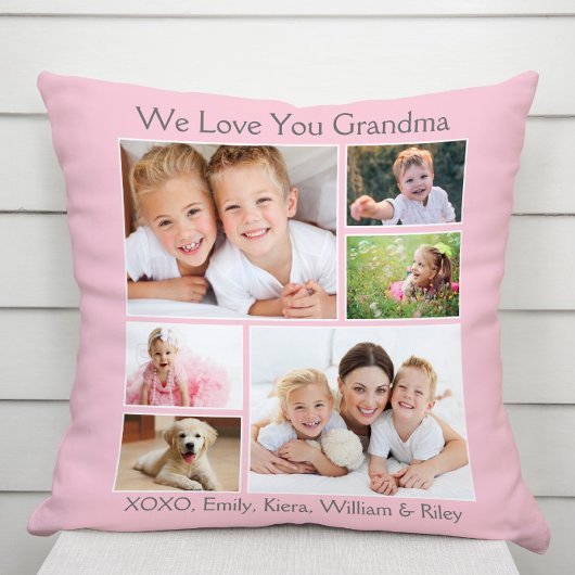 おばあちゃんが愛するピンクの写真 クッション