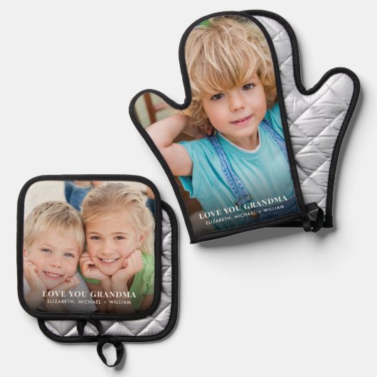 おばあちゃんが愛する写真 鍋つかみ&鍋敷きセット (正面/裏面)