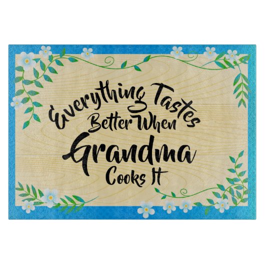 おばあちゃんが文字を変えておいしさ カッティングボード (正面)