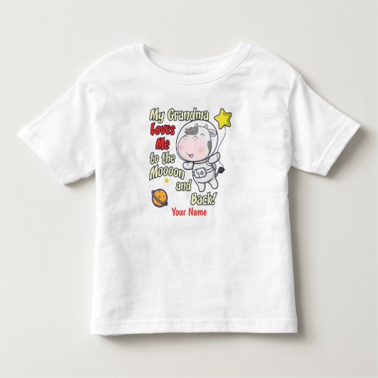おばあちゃんが牛の宇宙飛行士を愛してくれる トドラーTシャツ (正面)