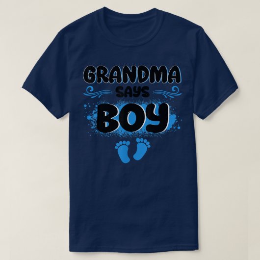 おばあちゃんが発表するかわいい青のジェンダー Tシャツ (デザイン正面)