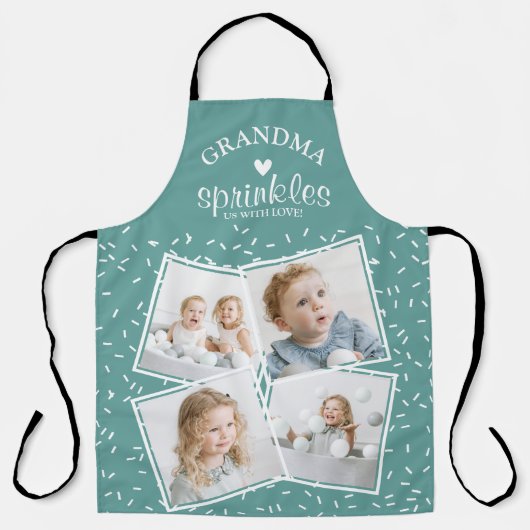 おばあちゃんが私たちにラブフォトコラージュを振りかける エプロン (正面)