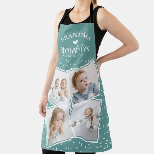 おばあちゃんが私たちにラブフォトコラージュを振りかける エプロン (インサイチュ)