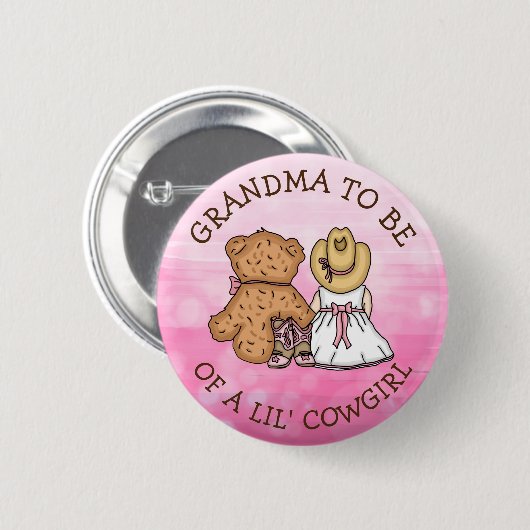 おばあちゃんがLil'女性のカーボーイの赤ちゃんシャワー 缶バッジ (正面&裏面)