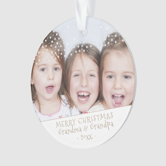 おばあちゃんとおじいちゃんのクリスマス写真記念 オーナメント (正面)