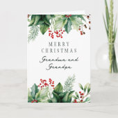 おばあちゃんとおじいちゃんのクリスマス折りたたみホリデーカード シーズンカード (正面)