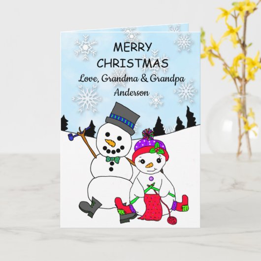 おばあちゃんとおじいちゃんのメリークリスマス カード (黄色い花)