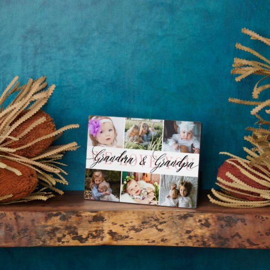 おばあちゃんとおじいちゃんフォトコラージュ フォトプラーク (側面)