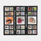 おばあちゃんとおじいちゃん家族フォトコラージュ フリースブランケット (正面(横))