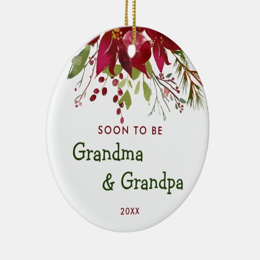 おばあちゃんとおじいちゃん新しい祖父母になる セラミックオーナメント (右)