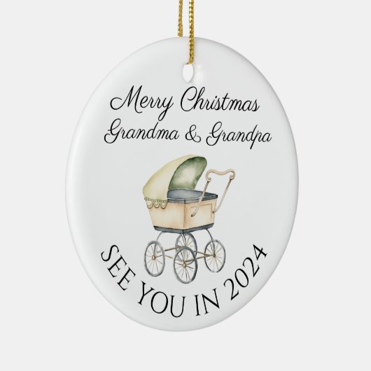 おばあちゃんとおじいちゃん新生児発表 セラミックオーナメント (右)
