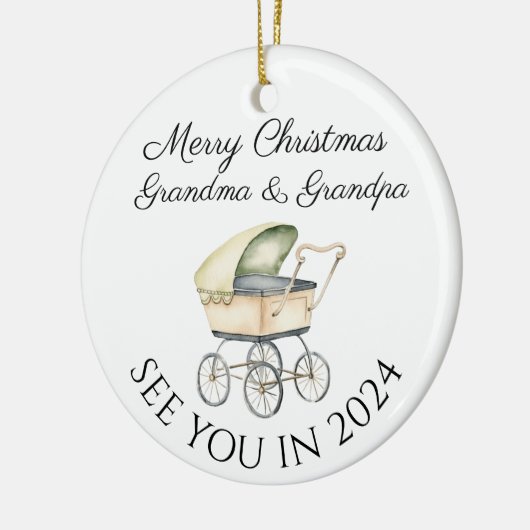 おばあちゃんとおじいちゃん新生児発表 セラミックオーナメント (左)