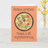 おばあちゃんとおじいちゃん10代のトゥイーンピザ祖父母 カード (黄色い花)