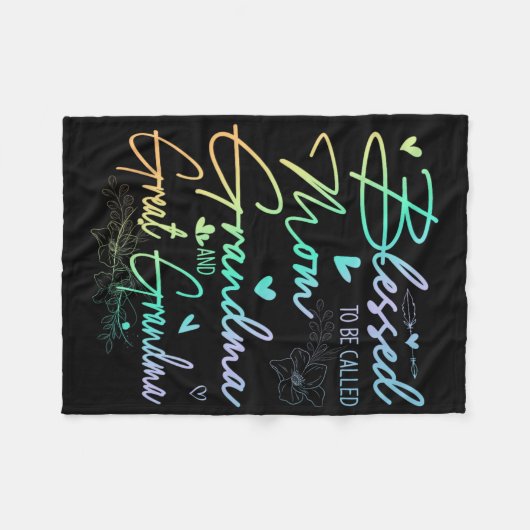 おばあちゃんとおばあちゃん素晴らしフローラ フリースブランケット (正面(横))