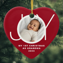 おばあちゃんとしての最初のクリスマス 写真 赤 セラミックオーナメント