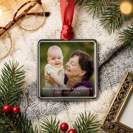 おばあちゃんとしての最初のクリスマス 高級な写真の休日 メタルオーナメント