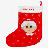 おばあちゃんとスノーフレークスクリスマスストッキング ラージクリスマスストッキング (裏面)
