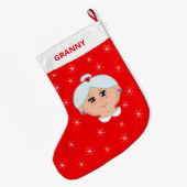 おばあちゃんとスノーフレークスクリスマスストッキング ラージクリスマスストッキング (裏面 (吊り時))