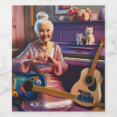 おばあちゃんとハートの手 ワインラベル (シングルラベル)