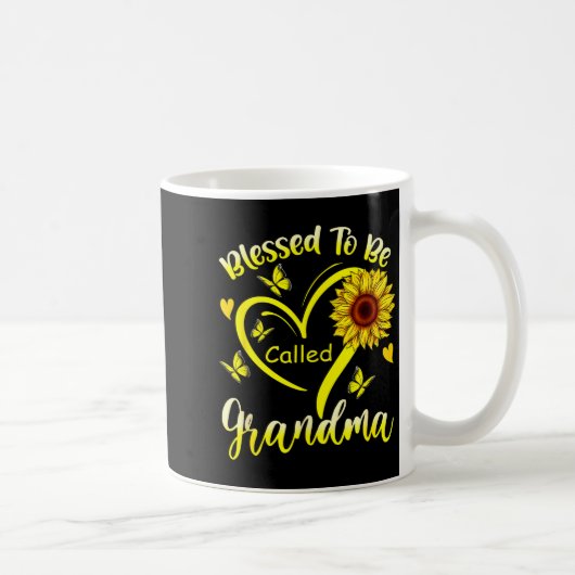 おばあちゃんと呼ばれる幸せなひまわりの花 コーヒーマグカップ (右)