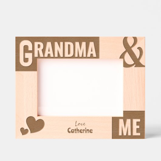 おばあちゃんと私の写真ギフト レーザー彫刻フレーム (正面)
