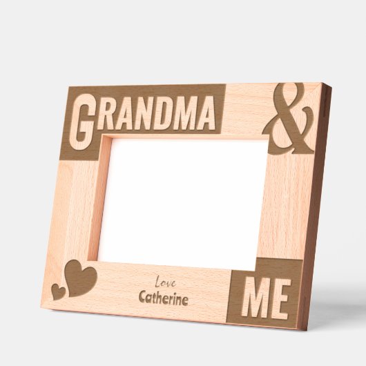 おばあちゃんと私の写真ギフト レーザー彫刻フレーム (左)