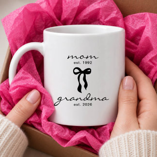 おばあちゃんになったママのリボン付きマグカップ コーヒーマグカップ