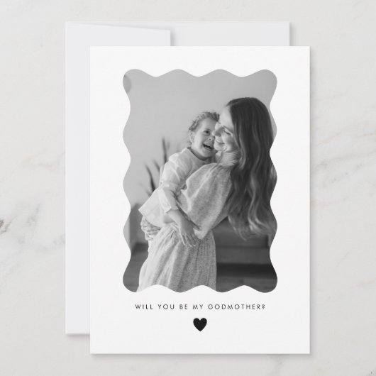 おばあちゃんになってくれる?ウェーブ写真プロポーズカード 招待状 (正面)