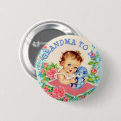おばあちゃんになる赤ちゃんシャワーボタンヴィンテージ赤ちゃん女の子 缶バッジ (正面&裏面)