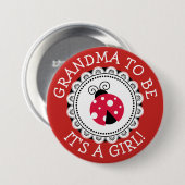 "おばあちゃんになる"赤いLadybug赤ちゃんシャワーボタン 缶バッジ (正面&裏面)