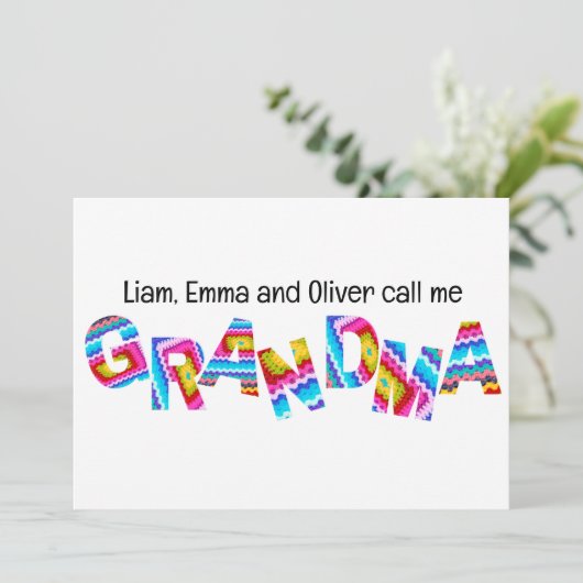 おばあちゃんに呼び出し文字の子の名前 招待状 (スタンド正面)
