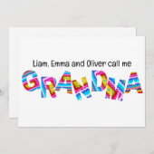 おばあちゃんに呼び出し文字の子の名前 招待状 (正面/裏面)