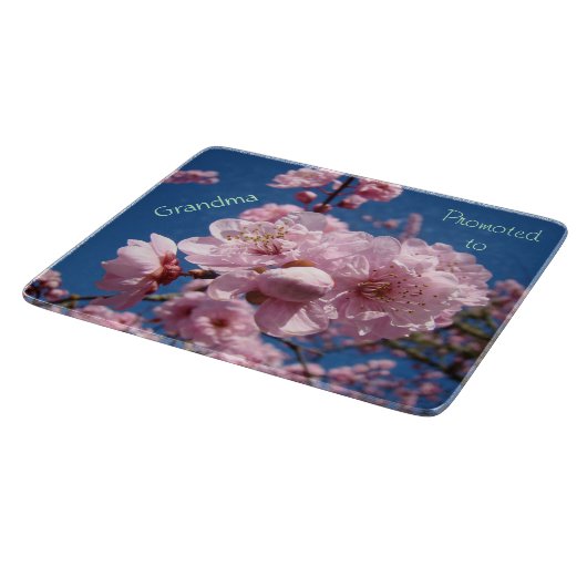 おばあちゃんに昇進 カッティングボード ピンクの花 (角)