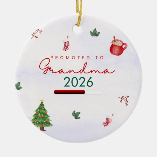 おばあちゃんに昇進 セラミックオーナメント (正面)