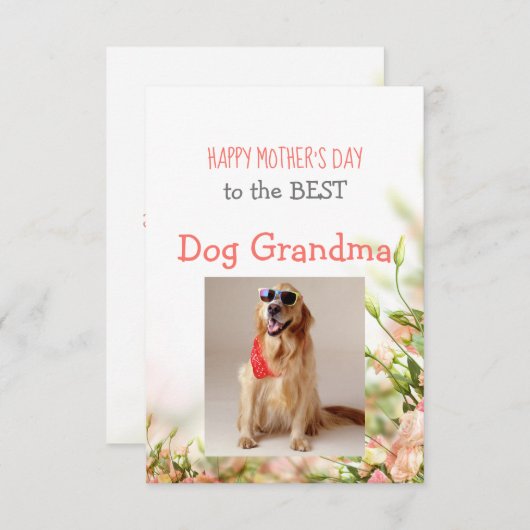 おばあちゃんに犬から犬への母の日のカード  サンキューカード (正面/裏面)