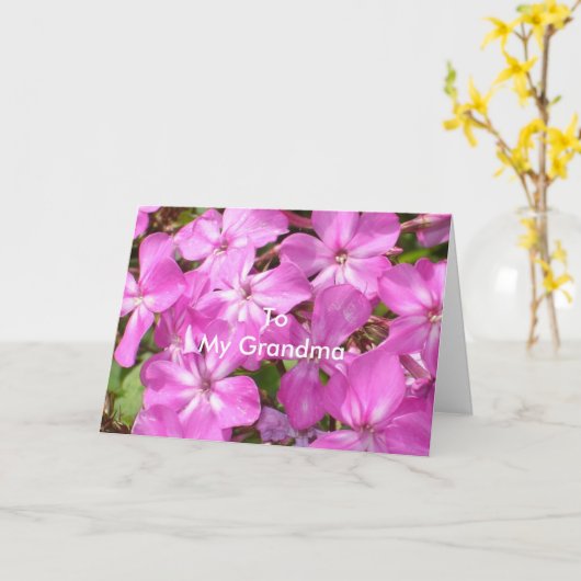 おばあちゃんに誕生日かわいらしピンクの花 カード (黄色い花)