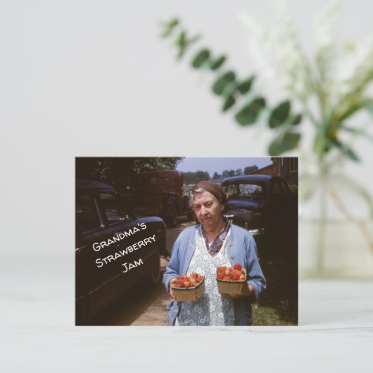 おばあちゃんのいちごレシピ新鮮いちご旧 ポストカード (スタンド正面)