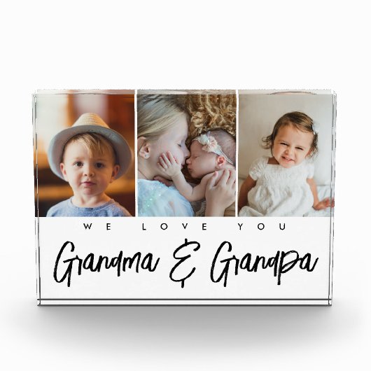 おばあちゃんのおじいちゃん孫の写真 フォトブロック (正面)