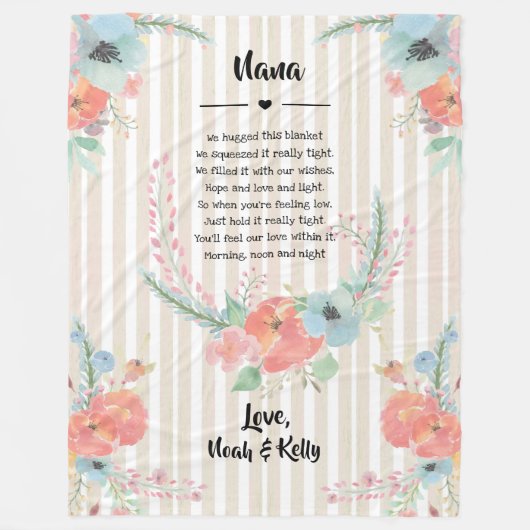 おばあちゃんのおばあさんの日のフローラ詩(孫) フリースブランケット (正面)