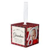 おばあちゃんのお気に入りスモダンクリプト3の写真 キューブオーナメント (正面アングル)