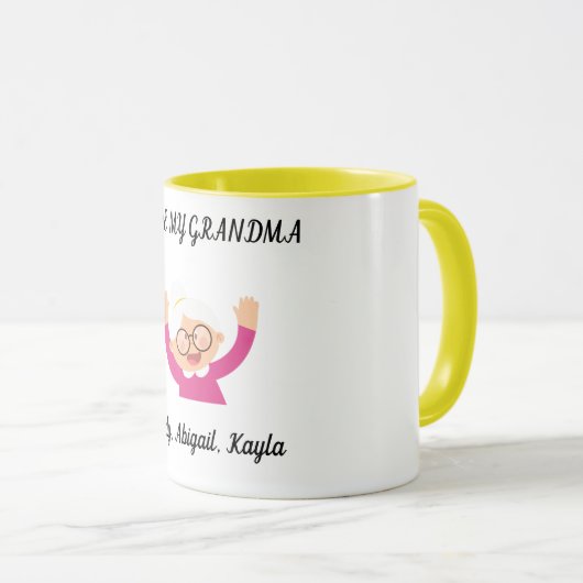 「おばあちゃんのことが大好き」2つの調色コーヒーカップ。マグ マグカップ (正面右)