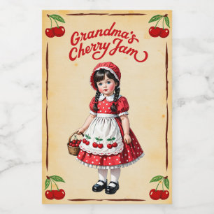 おばあちゃんのさくらんぼジャムヴィンテージフードラベル フードラベル