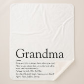 おばあちゃんのためのモダンで楽しいブラック＆ホワイトデザイン シェルパブランケット (正面)