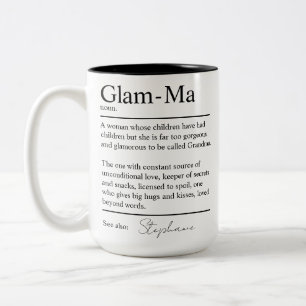 おばあちゃんのための特別なGlam-Ma辞書定義グランマ ツートーンマグカップ