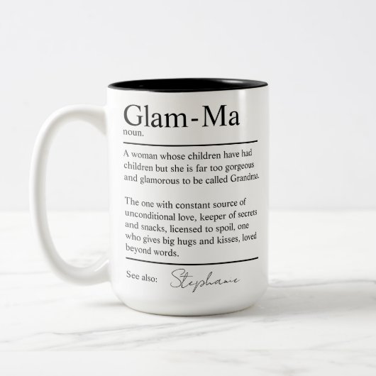 おばあちゃんのための特別なGlam-Ma辞書定義グランマ ツートーンマグカップ (左)