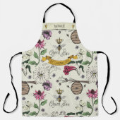 おばあちゃんのための美しい黄色と黒のクイーンビー エプロン (正面)